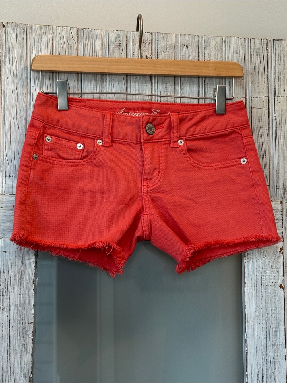 American Eagle Frayed Hem Denim Shorts Size 00 Like New